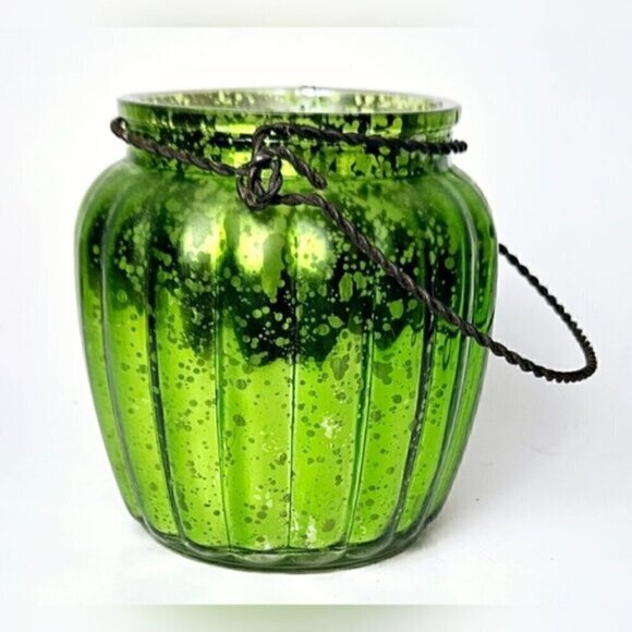 Vintage Collection Mercury Glass Lantern Hanging Tea Light Holder Green & Silver - Picture 3 of 11